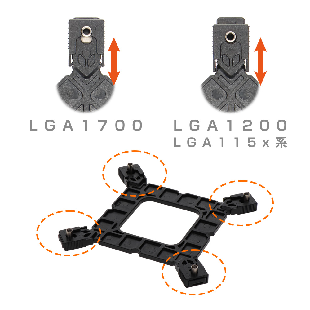 可動式バックプレートでLGA1700/LGA1200 (LGA115x系含む)に対応