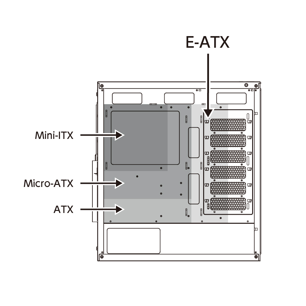E-ATX対応で拡張性に優れたミドルタワーケース