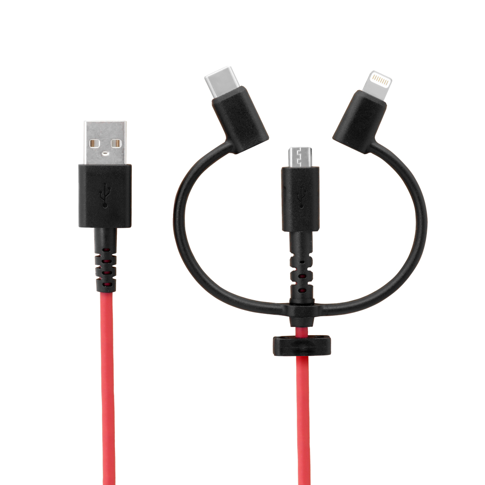3 in 1 Lightningアダプター＆USB Type-Cアダプター付き USB Type-A to microUSB 超タフストロング  ストレートケーブル OWL-CBKMLCRシリーズ | 株式会社オウルテック
