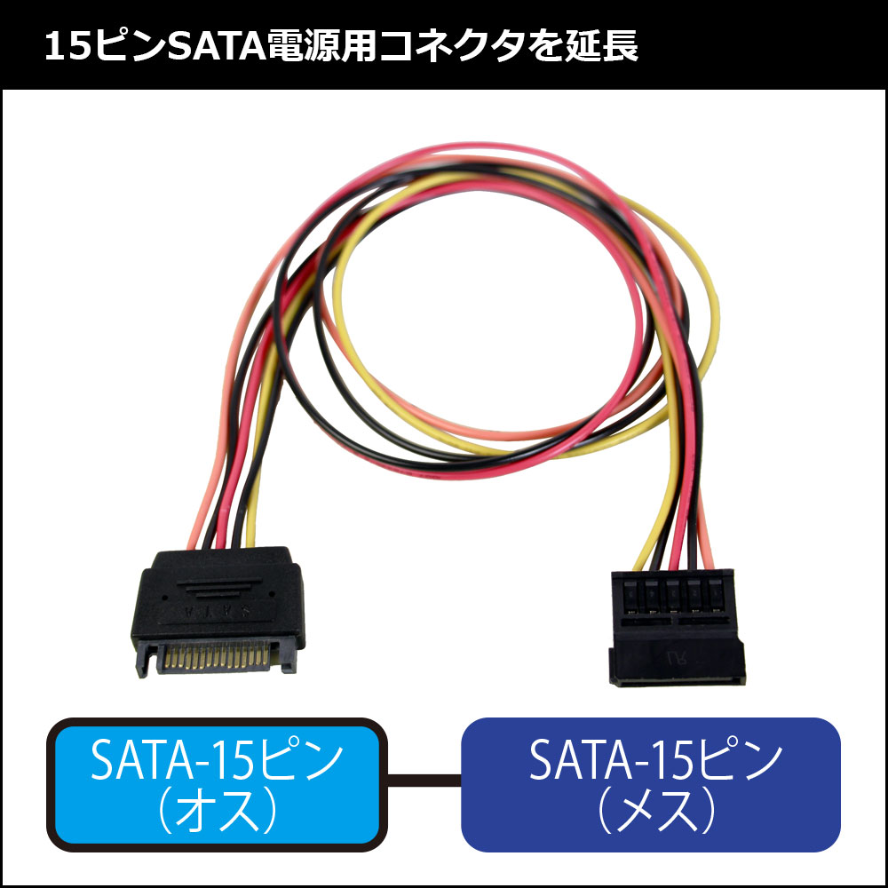 15ピンSATA電源用コネクタを延長