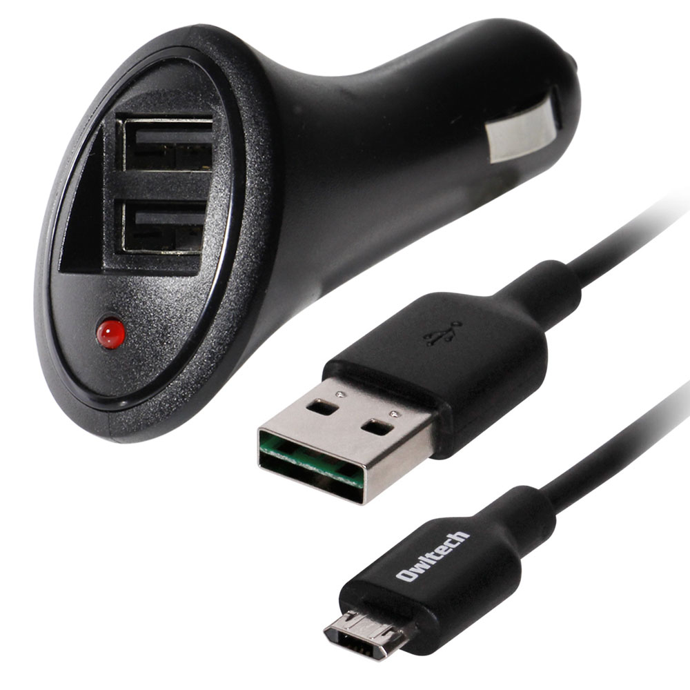 USB・micro USBどっちも両挿しが可能な車載用充電器