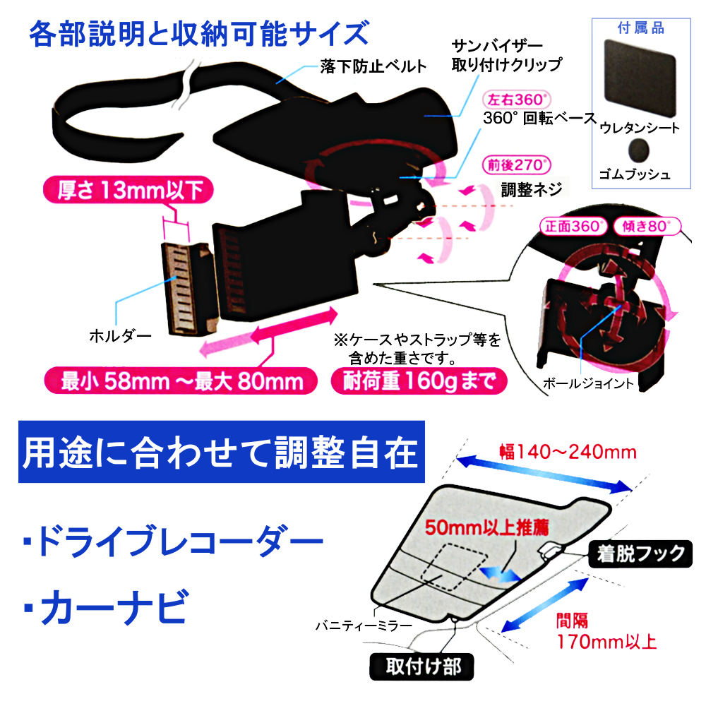 車載用サンバイザー取り付け式スマートフォンホルダー Ec 155 株式会社オウルテック 車載用サンバイザー取り付け式スマートフォンホルダー Ec 155 株式会社オウルテック