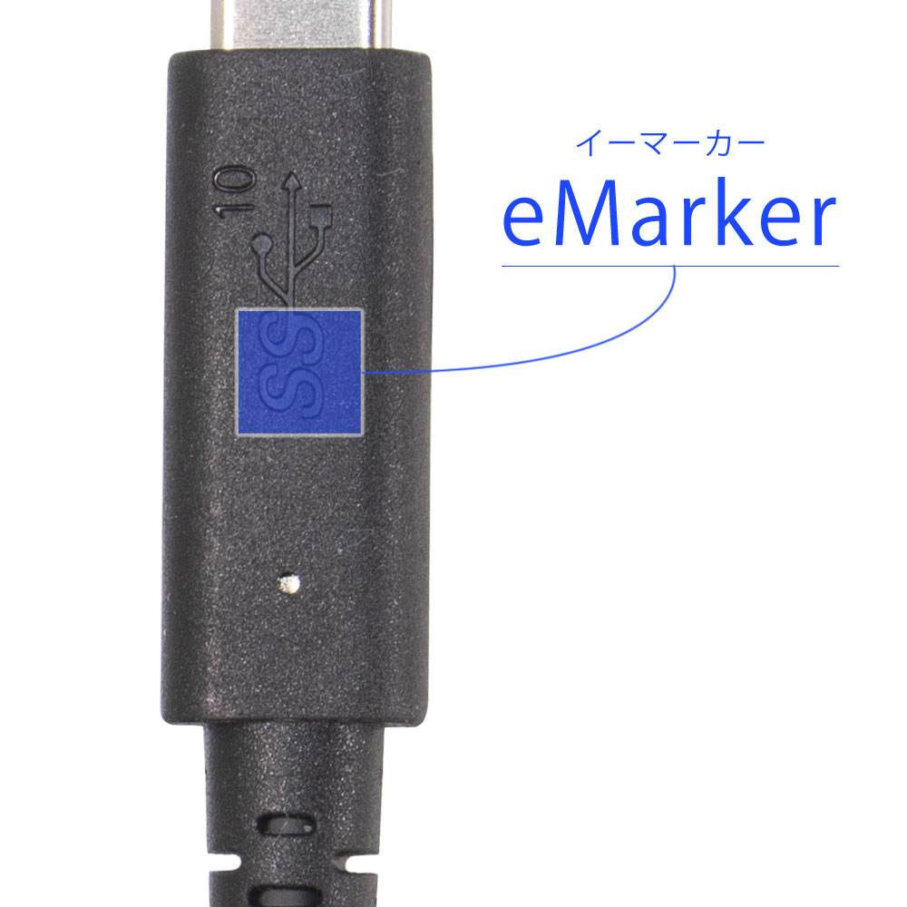 USB Power Delivery対応 eMarker内蔵 USB3.1Gen2 C to C通信/充電 