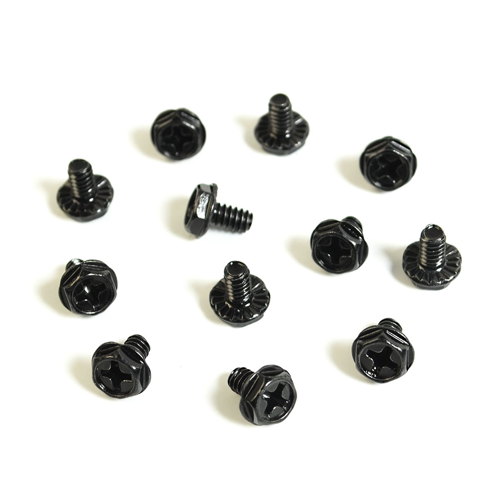 I/Oブラケット用インチネジ 　(#6-32x6mm/つば十字穴付き 六角ネジタイプ)×12　黒色