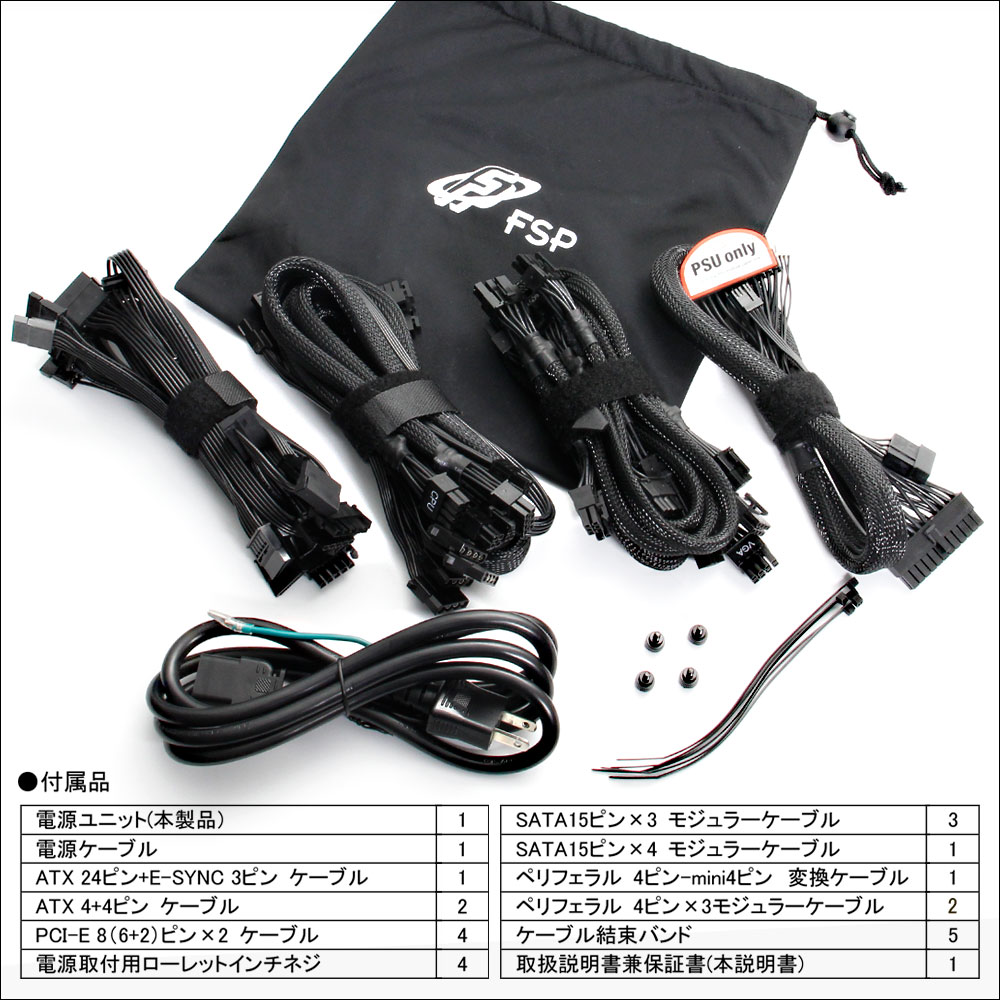 フルモジュラーケーブル採用
