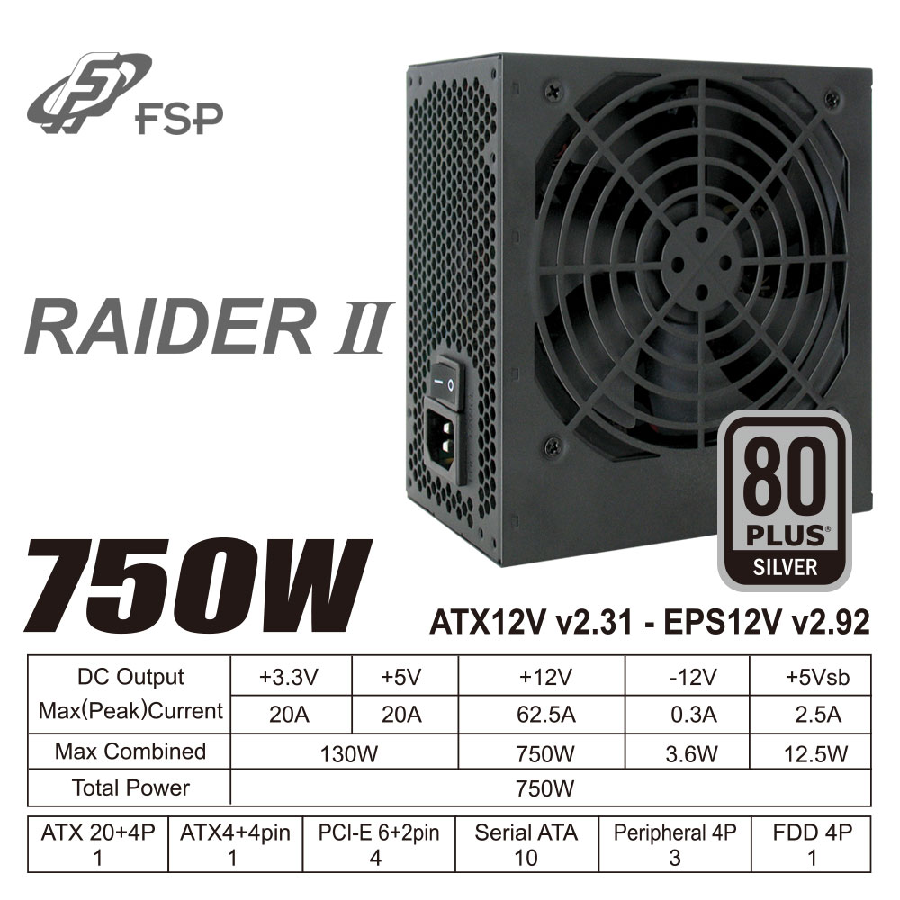 FSP RAIDER RA750 750W電源 80PLUS SILVER
